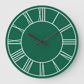 Hunter Green and White Ring Roman Numerals Large Clock