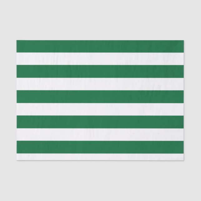 Hunter Green and White Stripes Pattern Tissue Paper (Front)