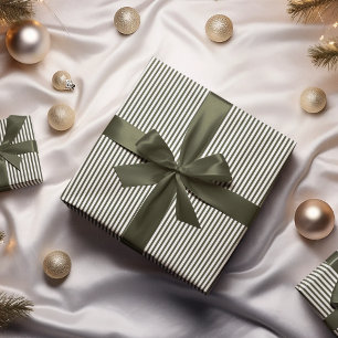 Hunter Green and White Stripes Pattern Wrapping Paper