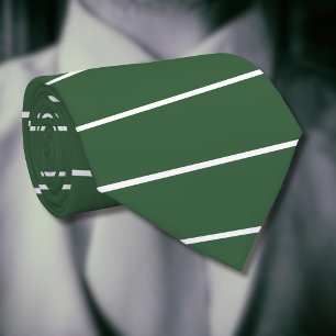 Hunter Green and White Thin Horizontal Striped Tie