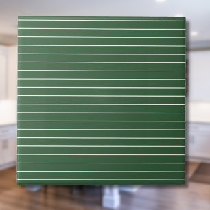 Hunter Green and White Thin Horizontal Striped Tile