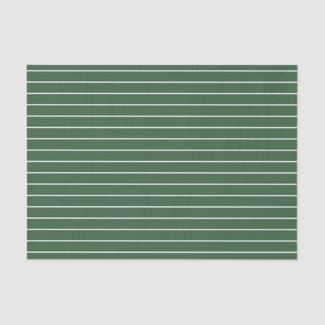 Hunter Green and White Thin Horizontal Striped Tissue Paper (Front)