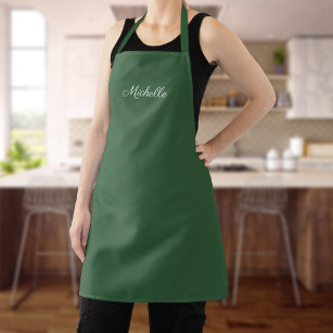 Hunter Green Apron with Custom Name Michelle