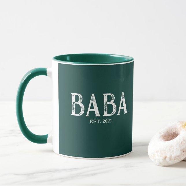 Hunter Green Baba Year Established Mug (With Donut)