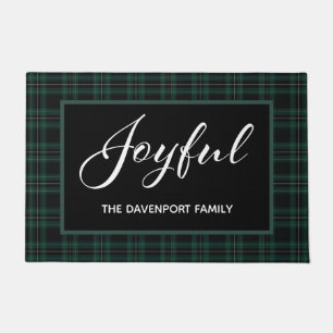 Hunter Green & Black Plaid Joyful Holiday Doormat