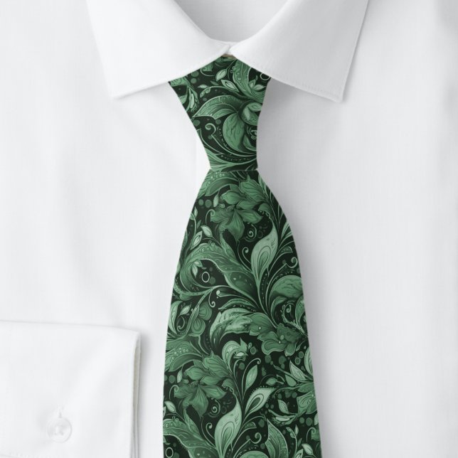 Hunter Green Botanical Batik Tie (Creator Uploaded)