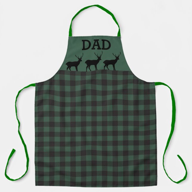 Hunter Green Buffalo Plaid apron for Dad (Front)