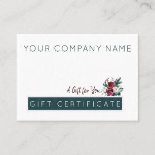 Hunter Green Burgundy Christmas Gift Certificate