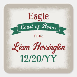 Hunter Green, Burgundy Red Party Favour Sticker