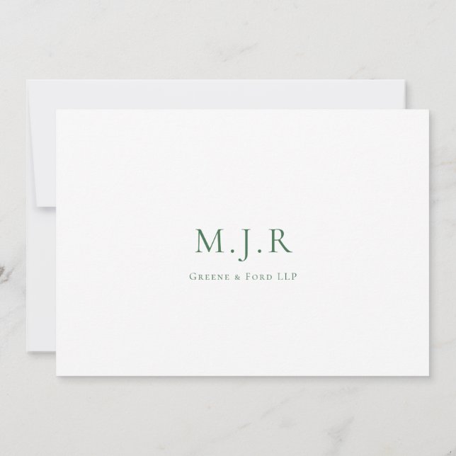 Hunter Green Business Monogram From The Desk of    Card (Back)