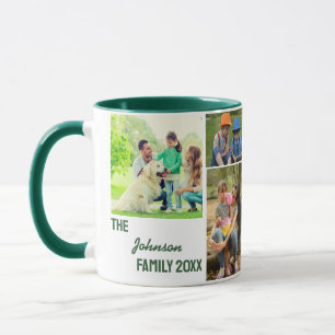 Hunter Green Calligraphy Family Photo Collage Mug