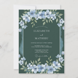 Hunter Green Celestial Spring Wedding Invitation