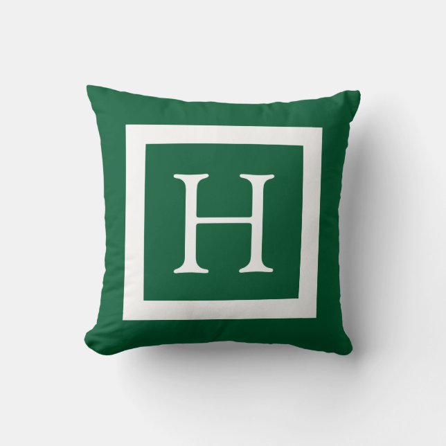 Hunter Green Custom Monogram Cushion (Front)