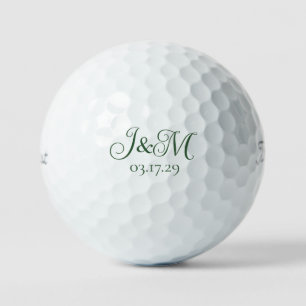 Hunter Green Custom Wedding Favors Initials  Golf Balls