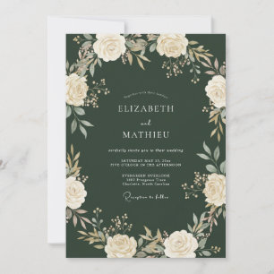 Hunter Green Exquisite Woodland Wedding Invitation
