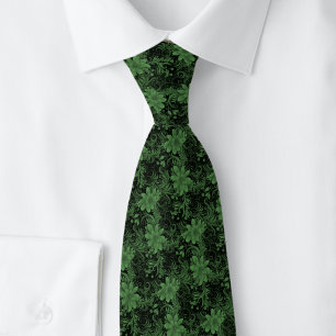 Hunter Green Floral Batik Tie