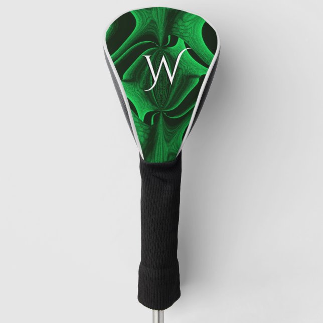 Hunter Green Fractal Design Personal Golf Head Cover (Front)