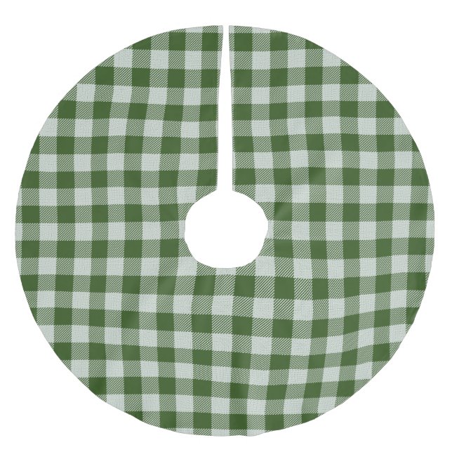 Hunter Green Gingham Plaid Brushed Polyester Tree Skirt (Front)