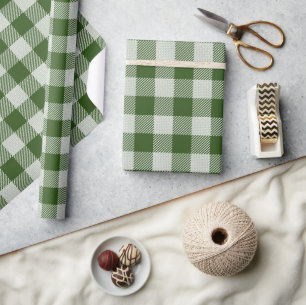 Hunter Green Gingham Plaid Wrapping Paper
