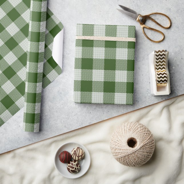 Hunter Green Gingham Plaid Wrapping Paper (Crafts)