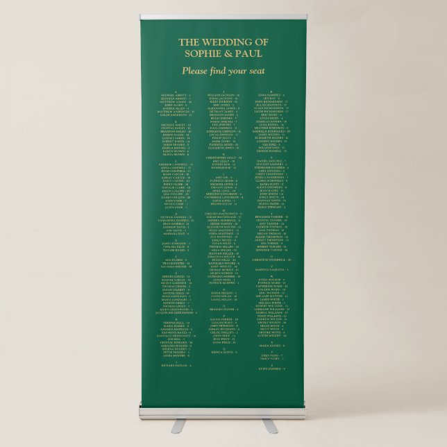 Hunter Green Gold 200 Guest Seating Chart Retractable Banner (Front)