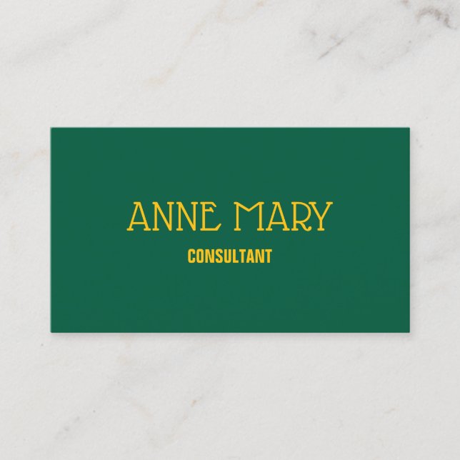 Hunter Green Gold Yellow Orange Elegant Modern Business Card (Front)