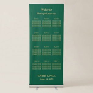 Hunter Green Golden Beige 12 Table Seating Chart Retractable Banner