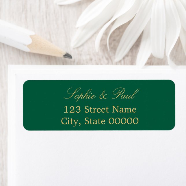 Hunter Green Golden Beige Return Address Label (Insitu)