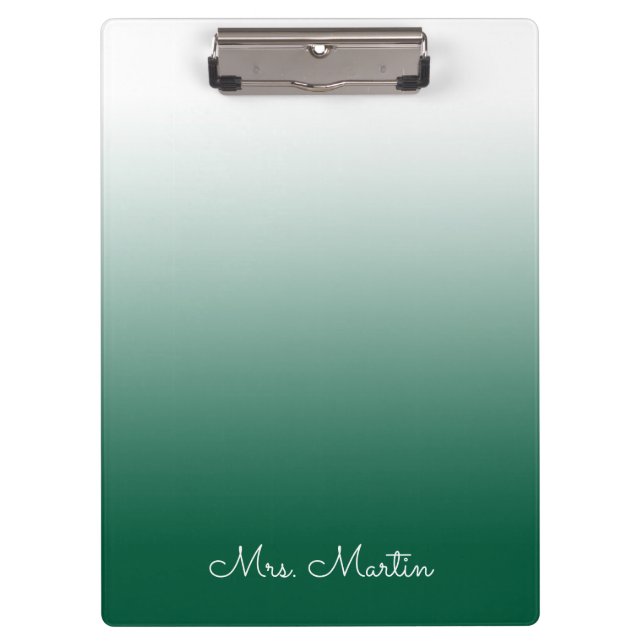 Hunter Green Gradient Personalised Teacher Clipboard (Front)
