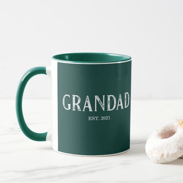 Hunter Green Grandad Year Established Mug (With Donut)
