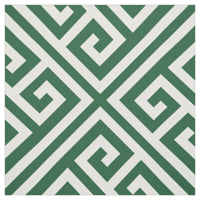 Hunter Green Greek Key Large Scale Fabric (Swatch)