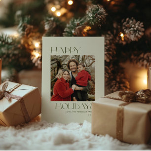 Hunter Green Happy Holidays Photo Holiday Card