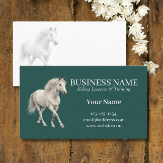 Hunter Green Horse Trainer Riding Lessons Business Card