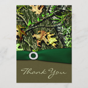 Hunter Green Hunting Camo Wedding Thank You Cards