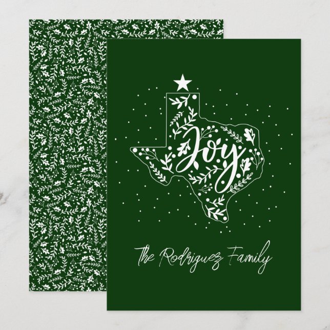 Hunter Green Joy Holiday Leaves Texas Shape (Front/Back)