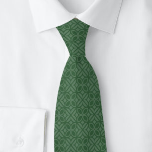 Hunter Green Leaves & Lines Tie