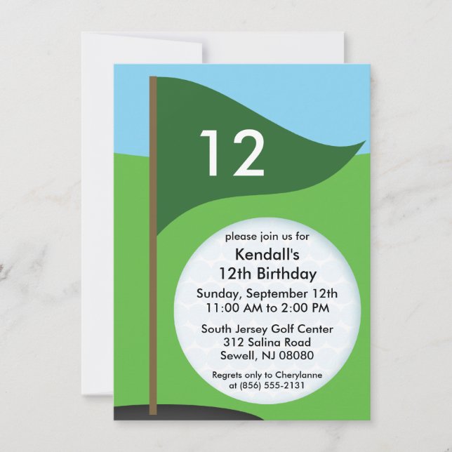 Hunter Green Let's Bogie Mini Golf Birthday Party Invitation (Front)