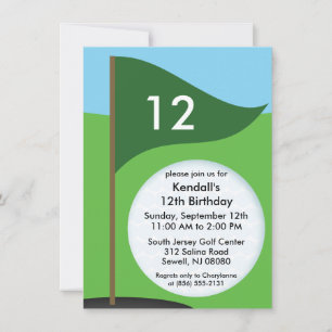 Hunter Green Let's Bogie Mini Golf Birthday Party Invitation