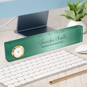 Hunter Green Light Teal Gradient with Job Title Nameplate