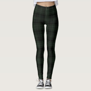 Hunter Green, Log Cabin, Marshland, Tartan; Plaid  Leggings