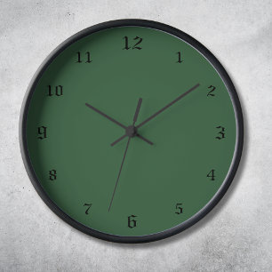 Hunter Green Minimal Black Numbers Classic Clock