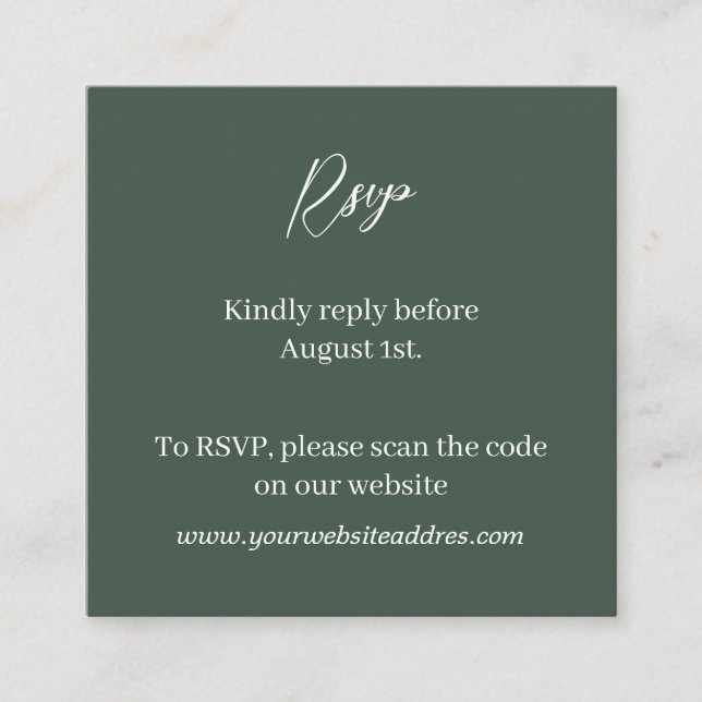 Hunter Green minimalist  Enclosure Card (Front)