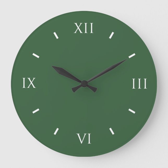 Hunter Green Modern Color Matching Large Clock (Front)