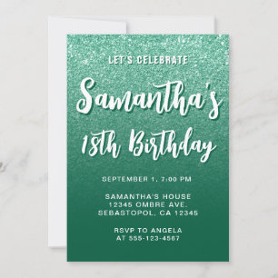 Hunter Green Modern Gradient 18th Birthday Invitation