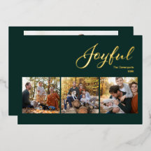 Hunter Green Modern Joyful Script 4 Photo Gold