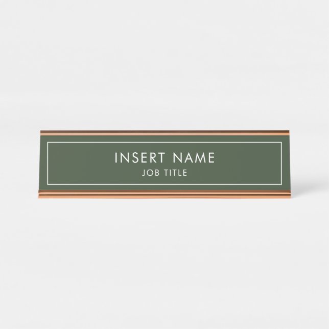 Hunter Green Modern Professional Desk Name Plate (Front)