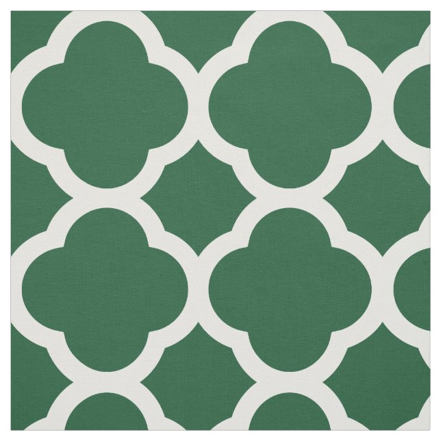 Hunter Green Modern Quatrefoil Large Scale Fabric (Swatch)