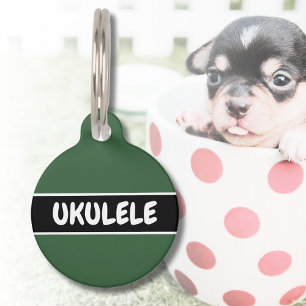 Hunter Green Modern Simple Cat Dog Name Address  Pet Tag
