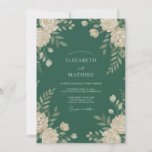 Hunter Green Moody Forest Wedding Invitation