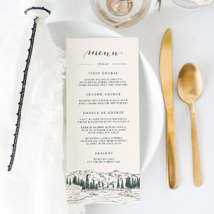 Hunter Green Mountain Sketch Wedding Menu